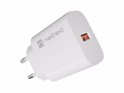 Seinalaadija NATEC Ribera, 18 W, 1× USB-A + 1× USB-C, valge