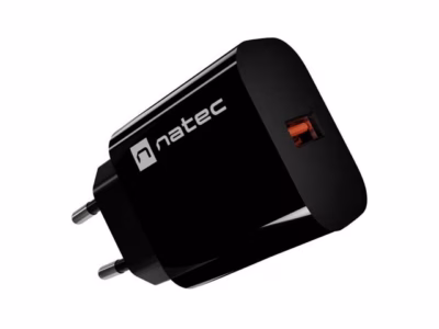 Seinalaadija NATEC Ribera, 1× USB-A, 18 W, must