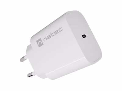 Seinalaadija NATEC Ribera, 20 W, 1× USB-C ja 1× USB-A, valge