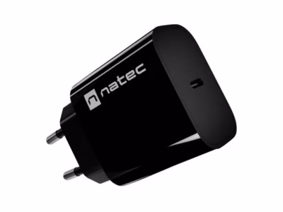 Seinalaadija NATEC Ribera, 20 W, USB-C ja USB-A, must