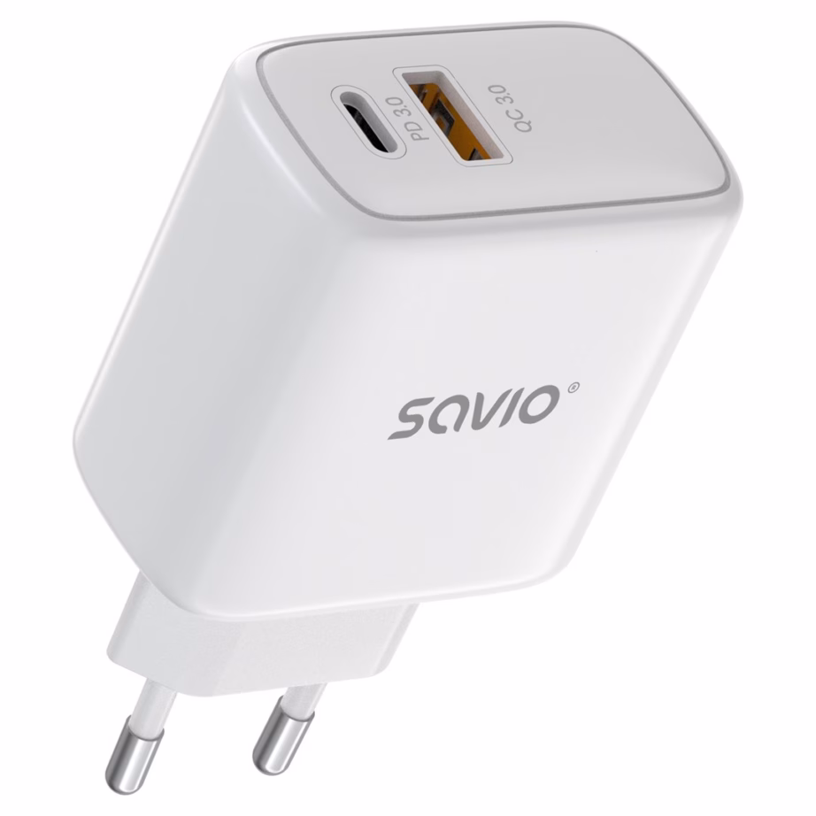 Seinalaadija SAVIO LA-12, 20 W, Power Delivery ja Quick Charge, 2 seadmele, valge - 3