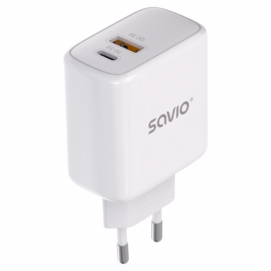 Seinalaadija SAVIO LA-12, 20 W, Power Delivery ja Quick Charge, 2 seadmele, valge - 5