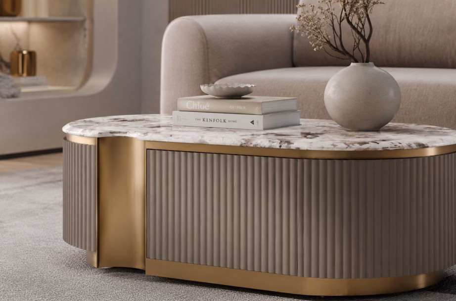 Marmorimustriga diivanilaud Livin Hill Stilig SST914C-7036, tume taupe - 6