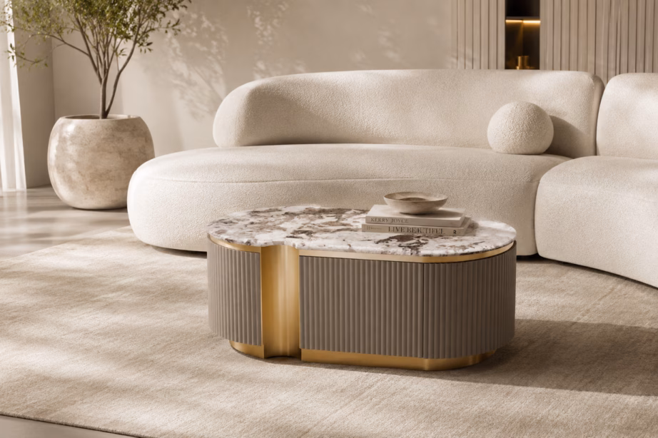 Marmorimustriga diivanilaud Livin Hill Stilig SST914C-7036, tume taupe - 9