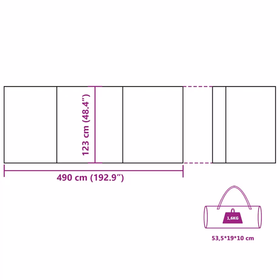 Matka tuuletõke, veekindel sinine, 490 x 123 cm, PU-kattega 185T polüester - 12