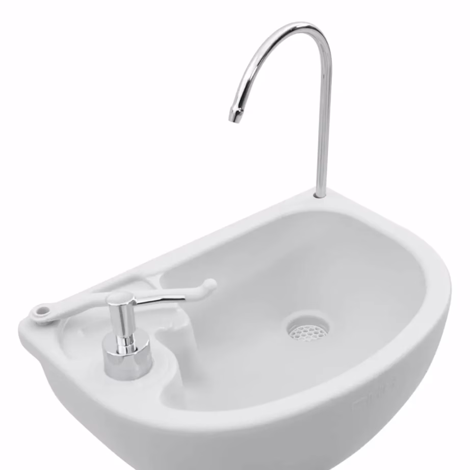 Kaasaskantav matkatualeti ja kätepesualuse komplekt, 2-osaline, hall-valge, välitingimustesse - 9
