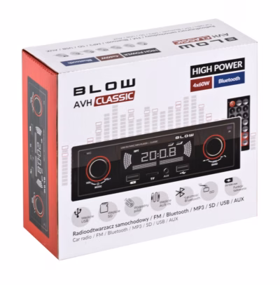 Autoraadio BLOW AVH CLASSIC, Bluetooth, USB, AUX, 4 kanalit, kuni 4 × 60 W