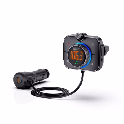 FM-transmitter Savio TR-14, Bluetooth, PD-laadija, 87,6–107,9 MHz, must