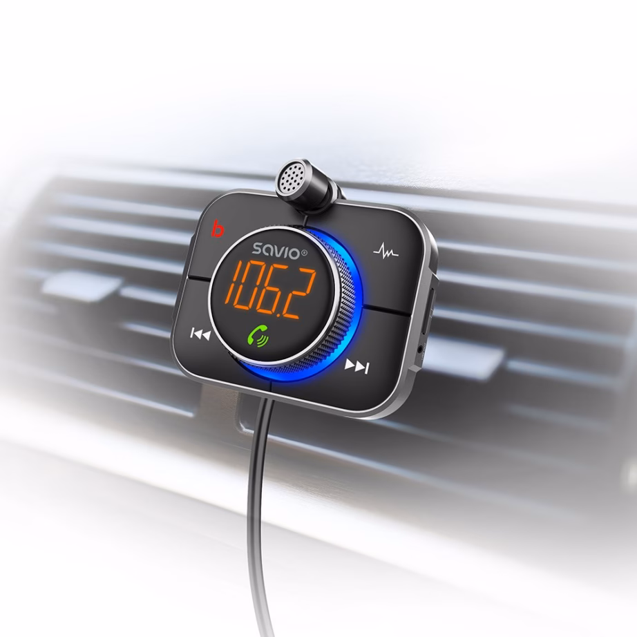 FM-transmitter Savio TR-14, Bluetooth, PD-laadija, 87,6–107,9 MHz, must - 6