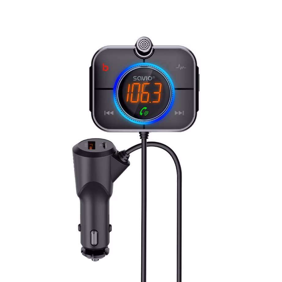 FM-transmitter Savio TR-14, Bluetooth, PD-laadija, 87,6–107,9 MHz, must - 7