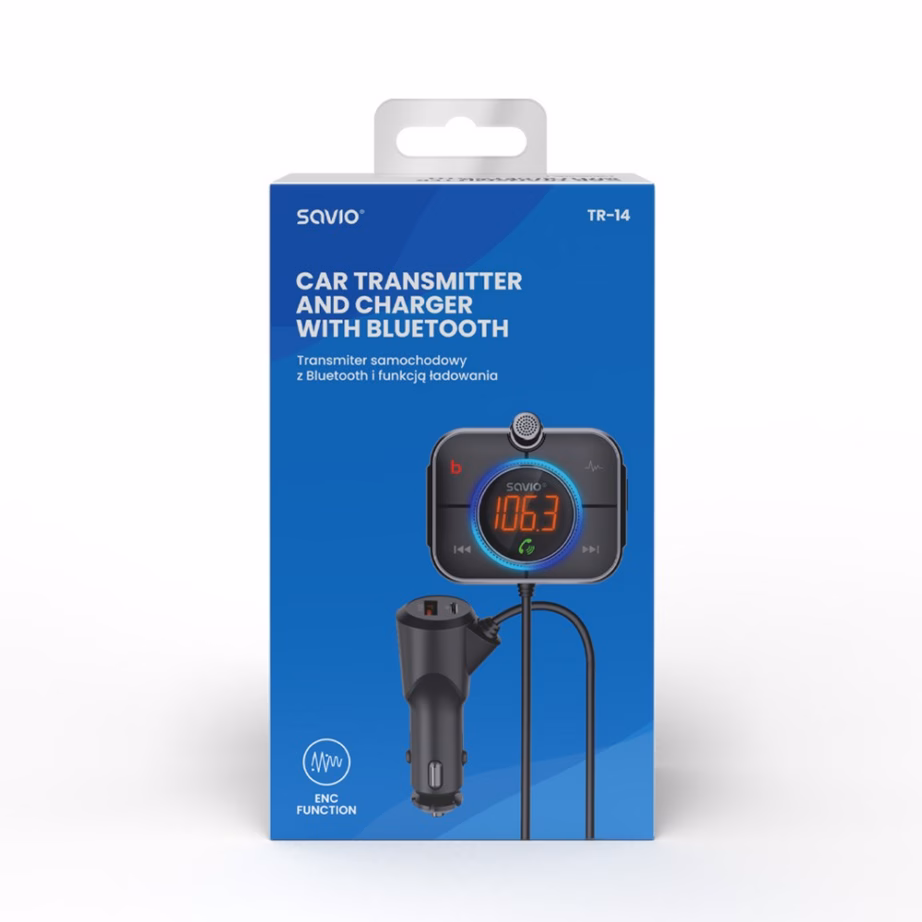FM-transmitter Savio TR-14, Bluetooth, PD-laadija, 87,6–107,9 MHz, must - 11