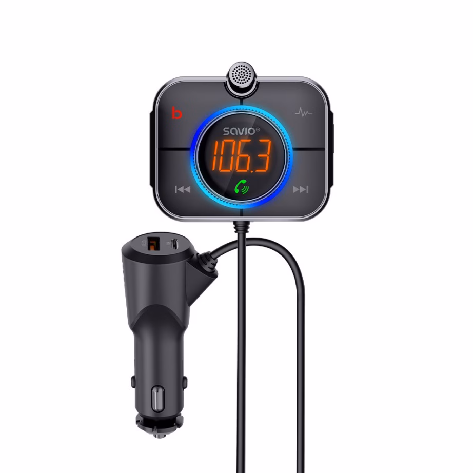 FM-transmitter Savio TR-14, Bluetooth, PD-laadija, 87,6–107,9 MHz, must - 13