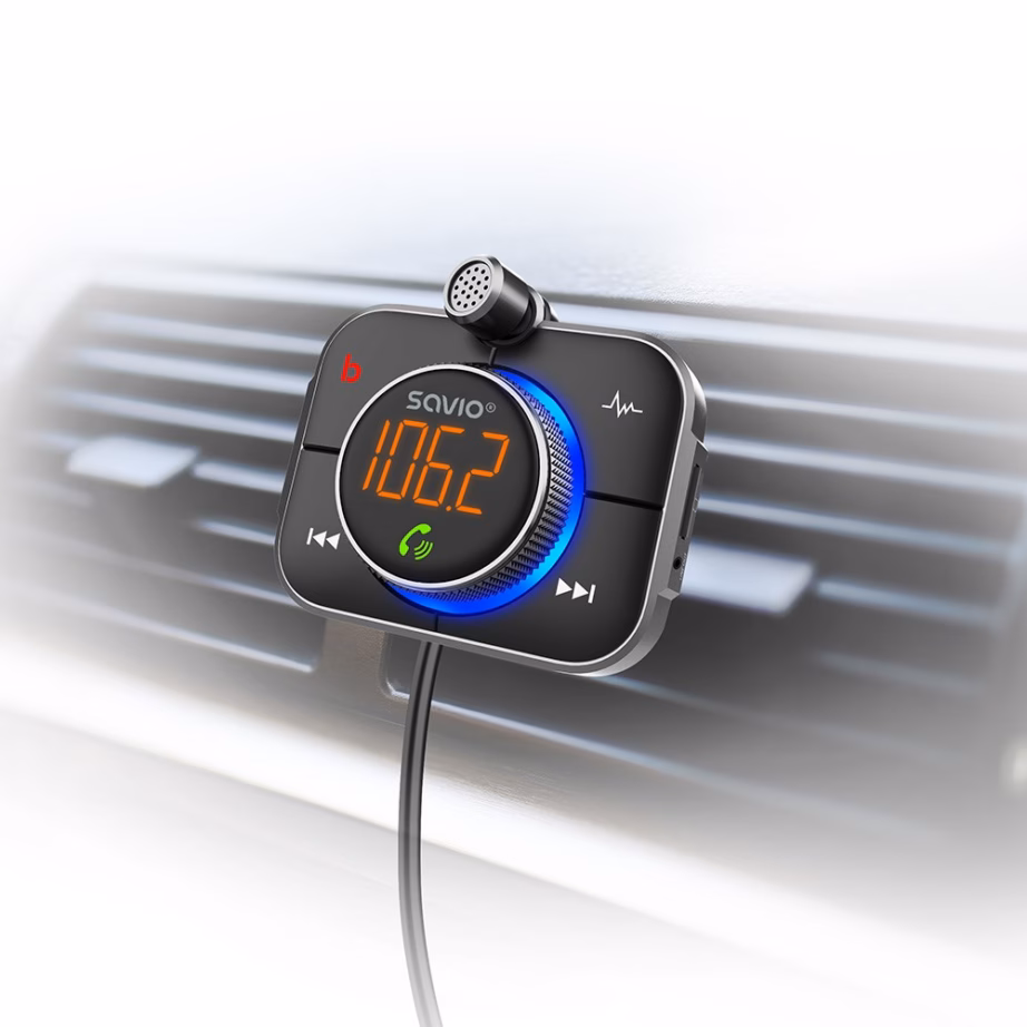 FM-transmitter Savio TR-14, Bluetooth, PD-laadija, 87,6–107,9 MHz, must - 19