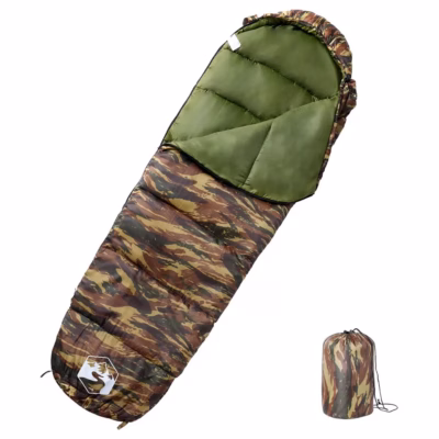 Muumia kujuga täiskasvanute magamiskott matkamiseks, kamuflaaž, 3-hooajane, 208 x 72 cm