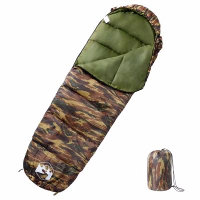 3-hooajaga muumiakujuline täiskasvanute magamiskott, kamuflaaž, 10–20 ℃, 222 x 74 cm