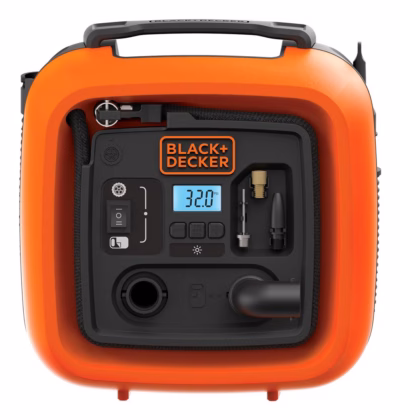 12 V kompressor Black+Decker ASI400-XJ, 160 l/min, max 11 bar, ekraan ja automaatne väljalülitus