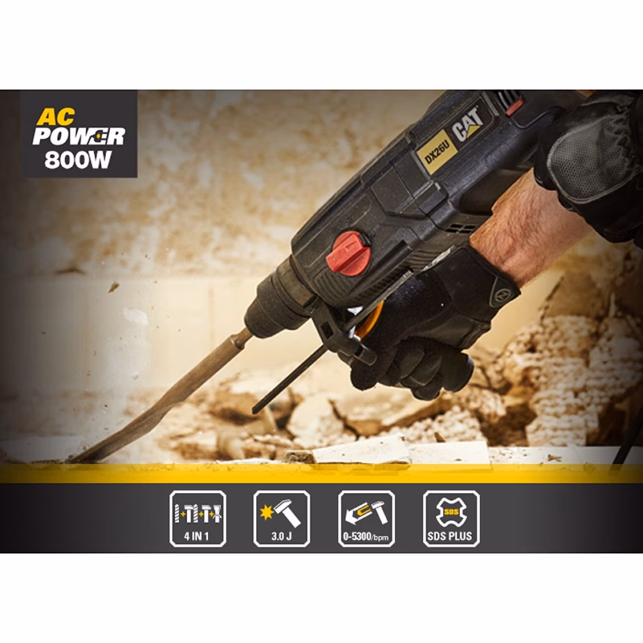 Toitejuhtmega puurvasar CATERPILLAR DX26, SDS Plus, 800 W, 3 J - 4