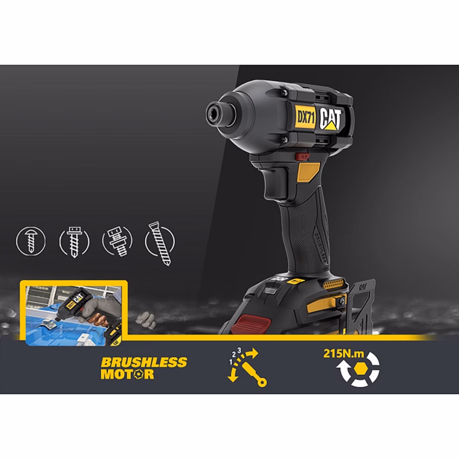 Akulöögikruvikeeraja CATERPILLAR DX71B, 18 V, 215 N·m, 1/4″ padrun (ilma akuta) - 4