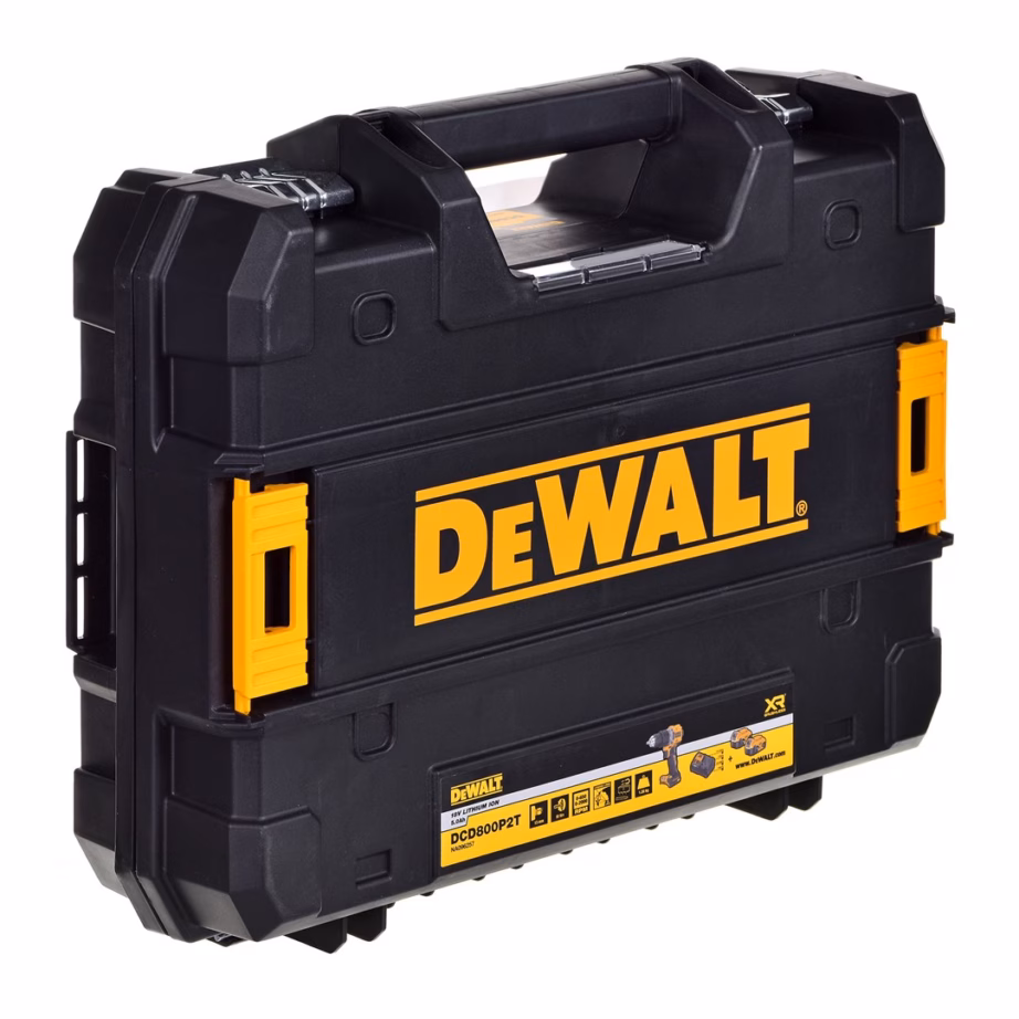 Akutrell-kruvikeeraja DeWalt DCD800P2T-QW, 18 V, 2×5 Ah, harjadeta mootor, TSTAK - 12