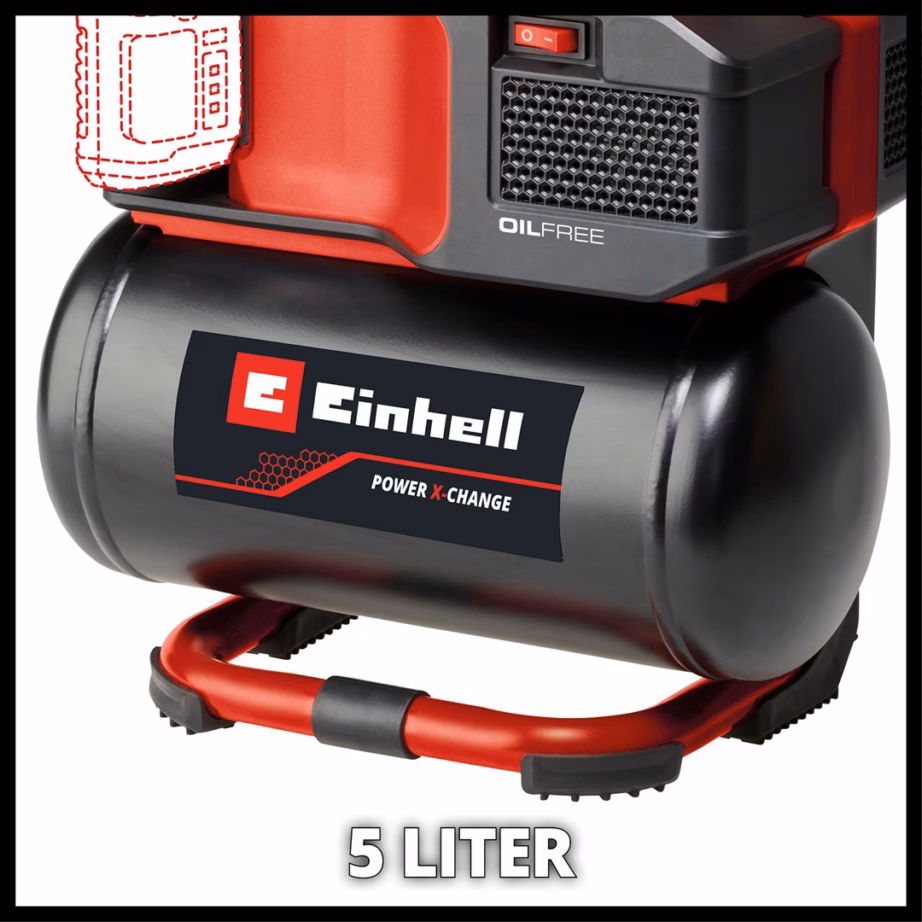 Akukompressor EINHELL TE-AC 18/75 Li OF-Solo, 18 V, 5 l, 8 bar, 75 l/min - 4