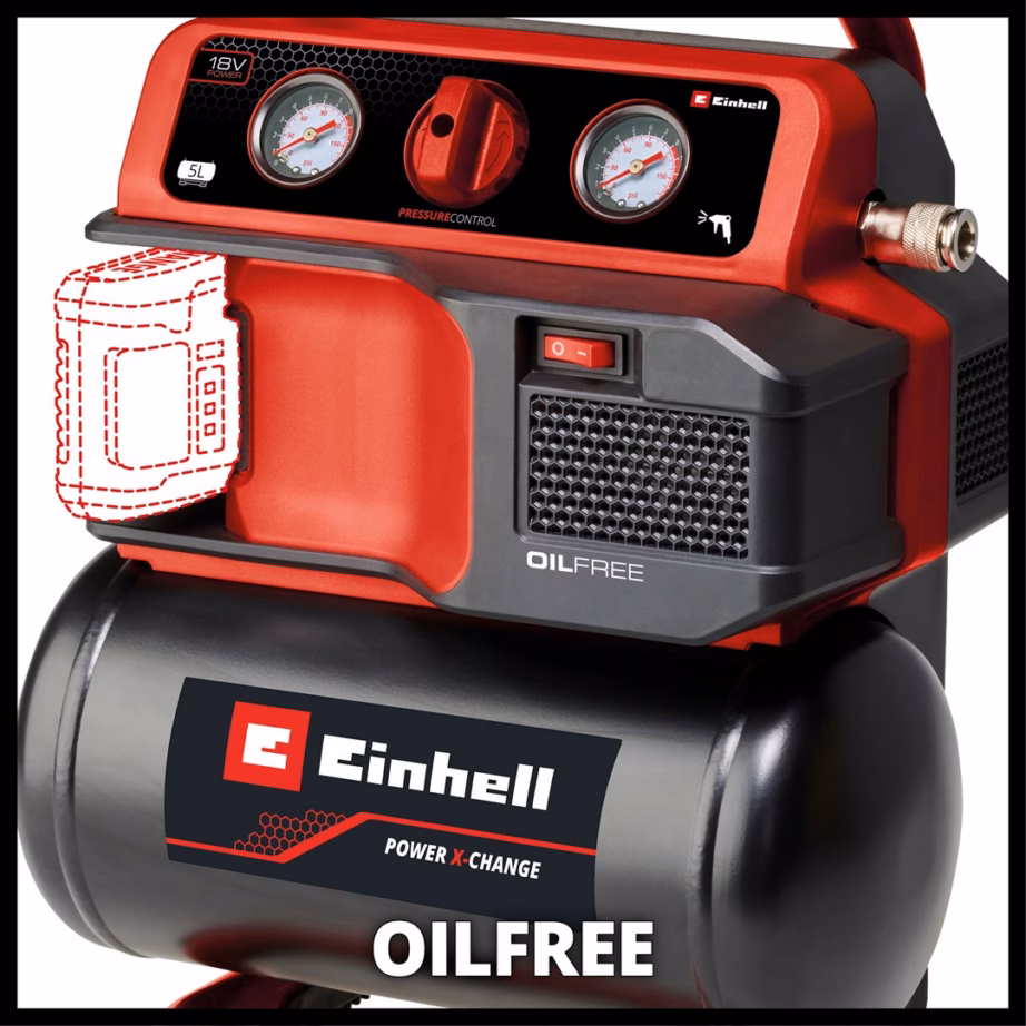 Akukompressor EINHELL TE-AC 18/75 Li OF-Solo, 18 V, 5 l, 8 bar, 75 l/min - 6