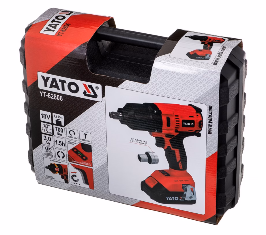 Akulöökmutrikeeraja YATO YT-82806, 1/2″, 700 Nm, 18 V 3 Ah (harjavaba) - 11