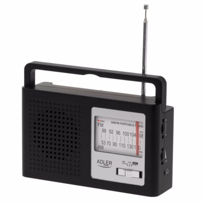 Kaaskantav AM/FM-raadio Adler AD 1909, must, integreeritud kõlar ja väline antenn