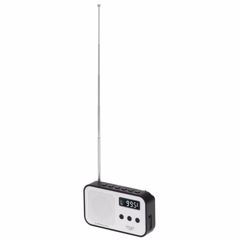 Kaasaskantav raadio Adler AD 1907, FM/AM, LCD-ekraan, äratuskell, USB‑C, 600 mAh - 2