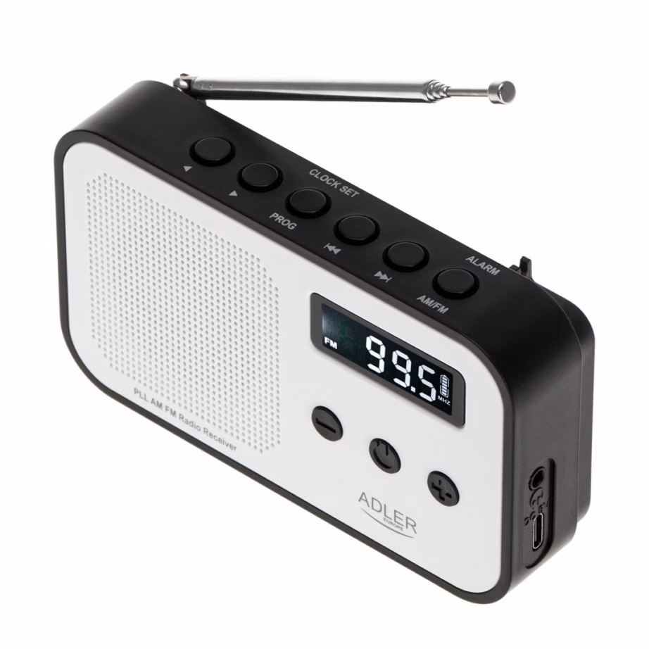 Kaasaskantav raadio Adler AD 1907, FM/AM, LCD-ekraan, äratuskell, USB‑C, 600 mAh - 5