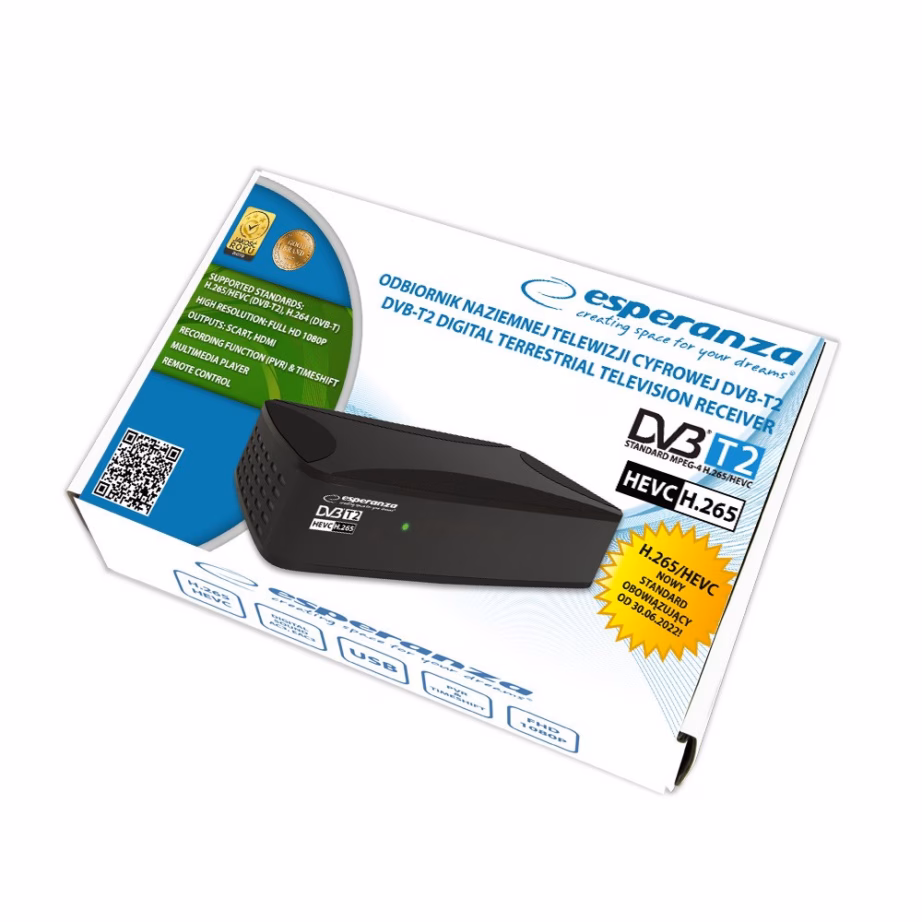 Digiboks Esperanza EV108R, DVB-T2, HDMI ja SCART, Dolby Digital Plus - 4