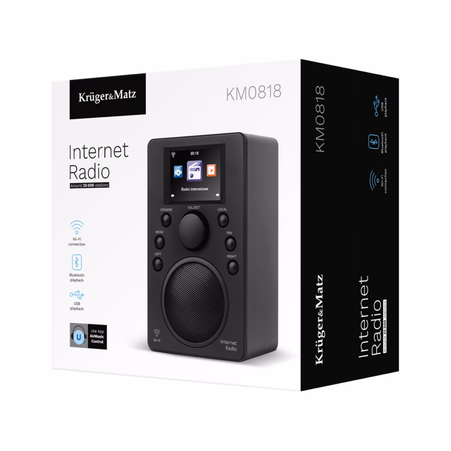 Internetiraadio Kruger & Matz KM0818.1, Bluetooth 5.0, 2 W, must - 2