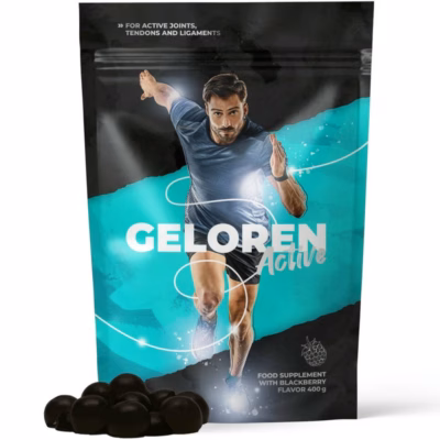 Liigeste toidulisandi kummikommid GELOREN Active Blackberry, kollageen ja C-vitamiin, 90 tk
