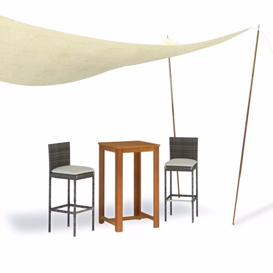Päikesepurje postid tsingitud terasest, 2 tk, 200 cm, nööride ja vaiadega - 4