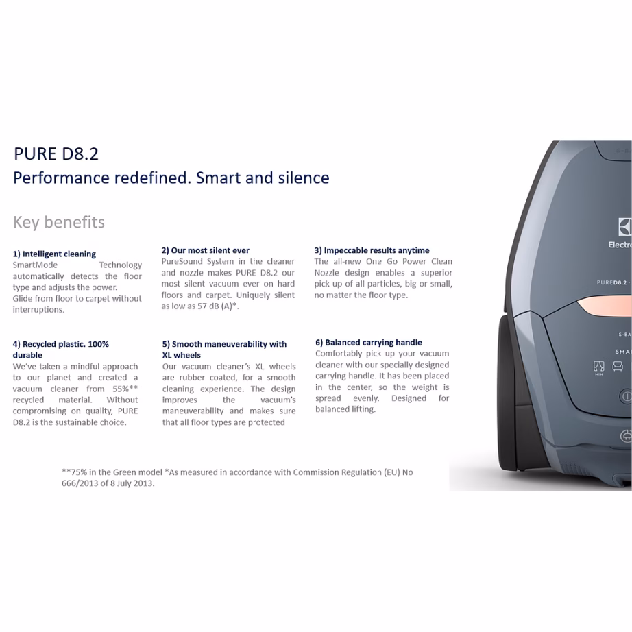 Tolmukotiga tolmuimeja Electrolux PD82-4MB SmartMode, 600 W, 57 dB, 3,5 l, sinine - 3