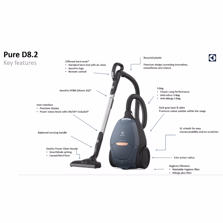 Tolmukotiga tolmuimeja Electrolux PD82-4MB SmartMode, 600 W, 57 dB, 3,5 l, sinine - 10
