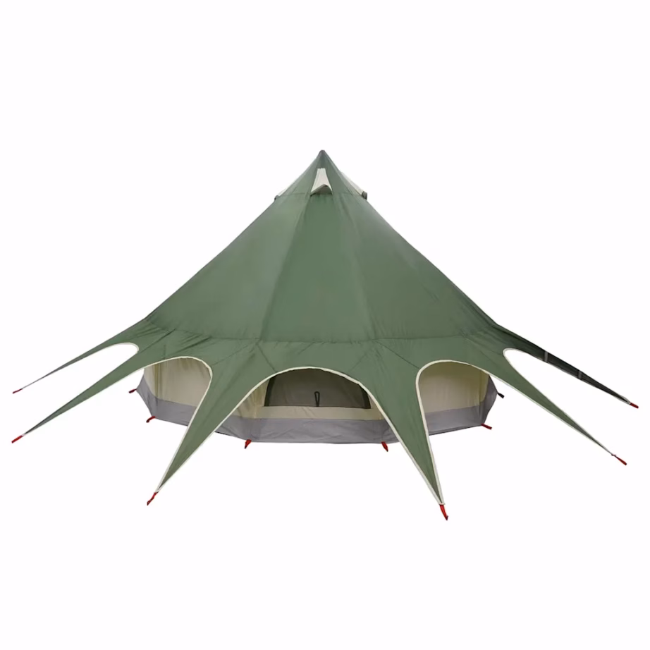 Pere teepee telk 3-ühes katusega, roheline/hall, 3-le, 312 x 312 x 197 cm - 8