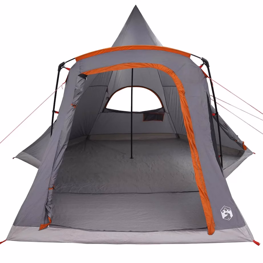 Pere teepee telk 5 inimesele, hall ja oranž, vettpidav 185T polüester, 545 x 450 x 295 cm - 5
