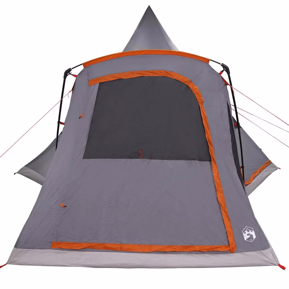 Pere teepee telk 5 inimesele, hall ja oranž, vettpidav 185T polüester, 545 x 450 x 295 cm - 6