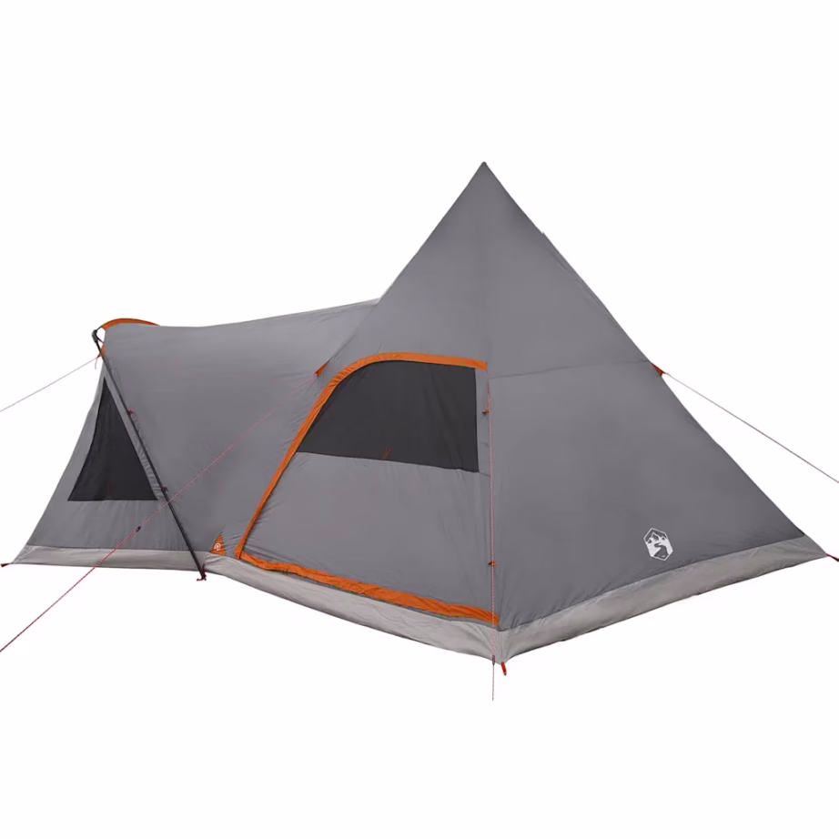 Pere teepee telk 5 inimesele, hall ja oranž, vettpidav 185T polüester, 545 x 450 x 295 cm - 7