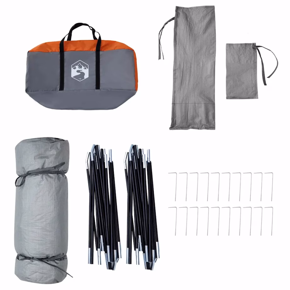 Pere telk katusega 8 inimesele, hall ja oranž taft, 520 x 520 x 190 cm - 10