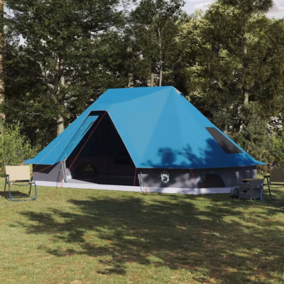 Pere tipi telk 10-le, sinine taft, E-pordi ja akendega, 680 x 430 x 270 cm