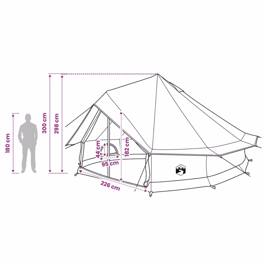 Veekindel pruun peretelk 10 inimesele, 185T polüester PU-kattega, 500 x 500 cm - 12