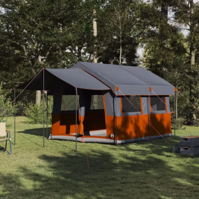 Peretelk 4-inimesele verandaga, hall ja oranž, 324 x 255 x 230 cm