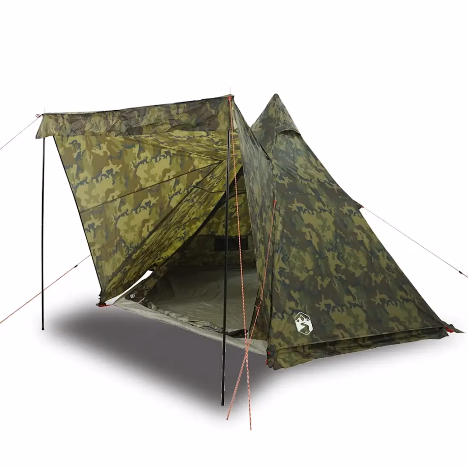 Veekindel kamuflaaž peretelk 6 inimesele, tipi-kujuline verandaga, 408 x 350 x 240 cm - 2