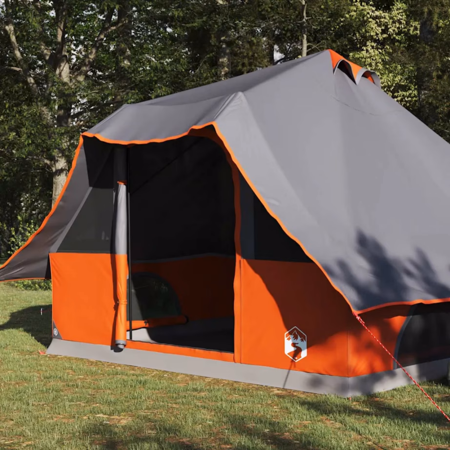 8-kohaline tipi-stiilis peretelk katusega, hall ja oranž, taft, 358 x 296 x 258 cm - 3