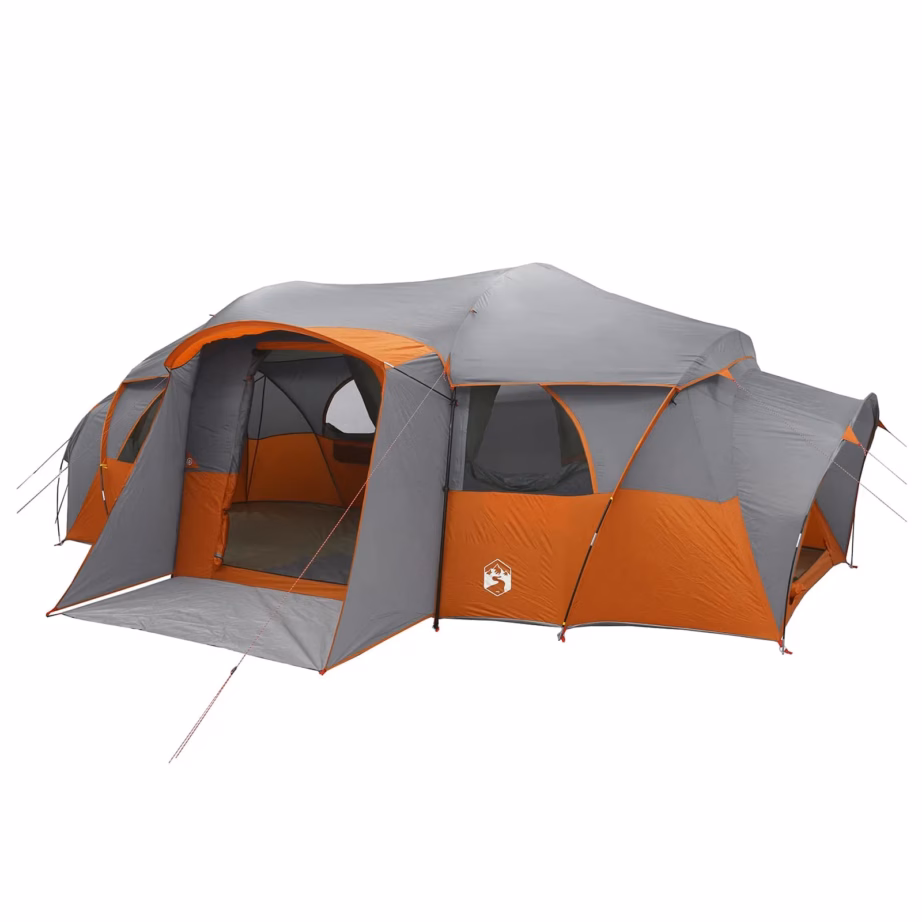 Peretelk tunnelkonstruktsiooniga vihmakattega, veekindel, hall/oranž, 10 inimesele, 580 x 307 x 208 cm - 2