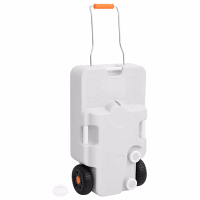 Ratastega veepaak matkamiseks, 30 l, hall HDPE