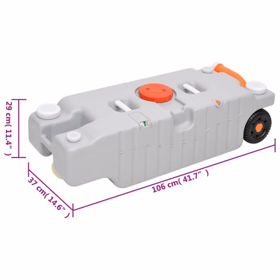 Ratastega veepaak matkamiseks, 75 l, hall HDPE, 106 x 37 x 29 cm - 9