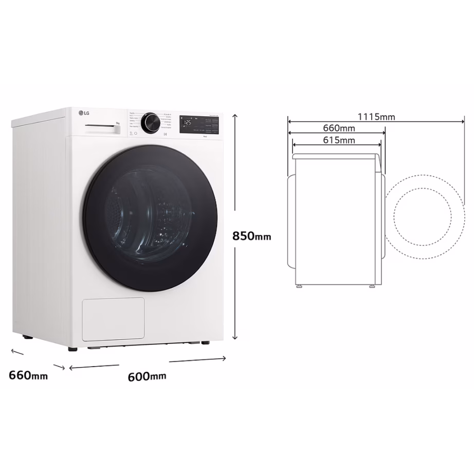 Eraldiseisev kondensaatorkuivati LG RHX5009TLB, 9 kg, soojuspumbaga, Wi‑Fi, valge - 3