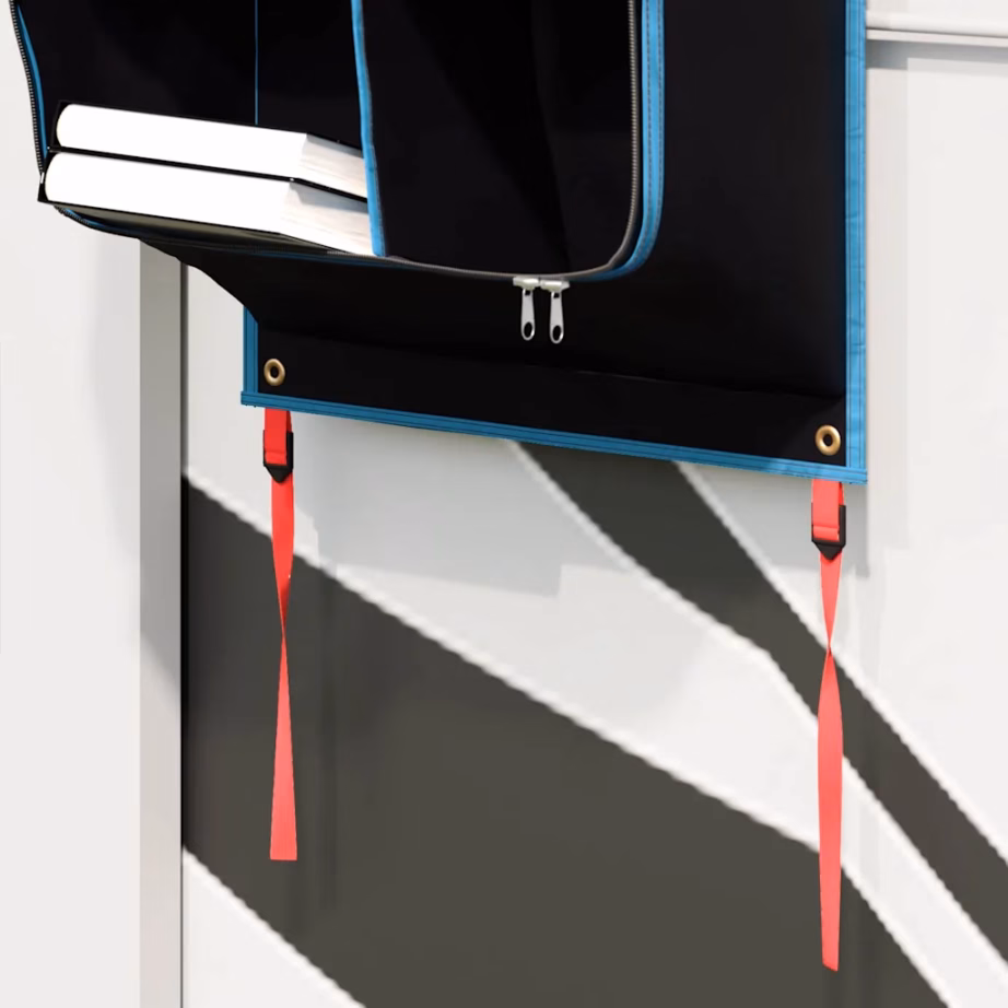Rippuv matkatarvete hoiukott, must-sinine Oxford, 140 x 40 cm - 5